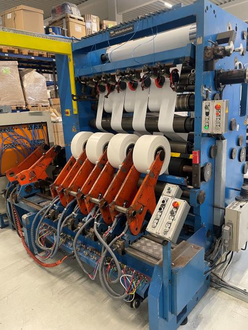 Industrial slitting and rewinding machine for flexible roll