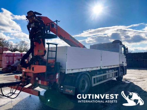 Truck with open box and crane