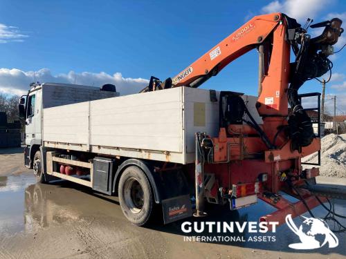 Truck with open box and crane